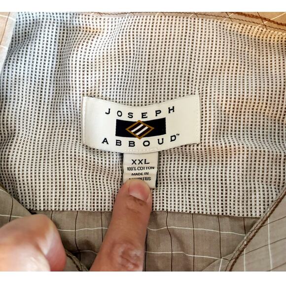 Joseph Abboud Brown Checkered Button-Down Mens Size XXL - Picture 2 of 6